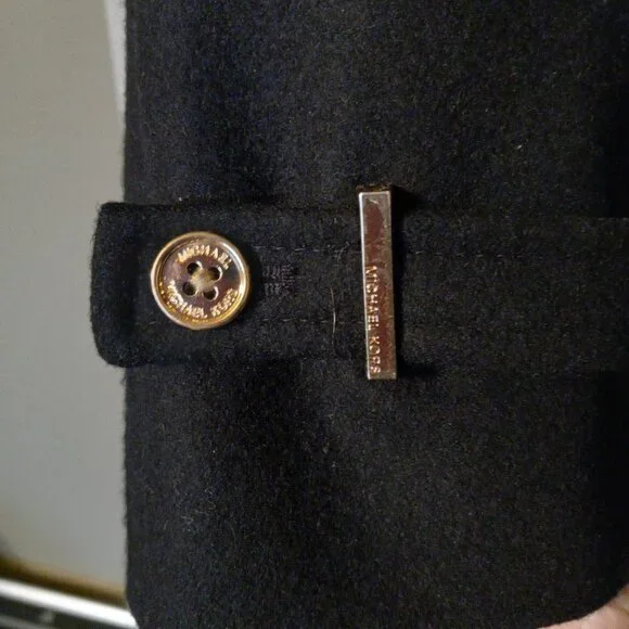 Michael Kors Black Wool Coat Women's Size 10 - Picture 4 of 6
